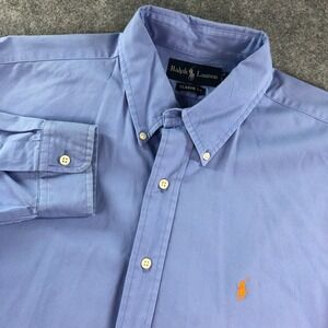 Polo Ralph Lauren Mens L Blue Cotton Long Sleeve Button Down Shirt Classic Fit